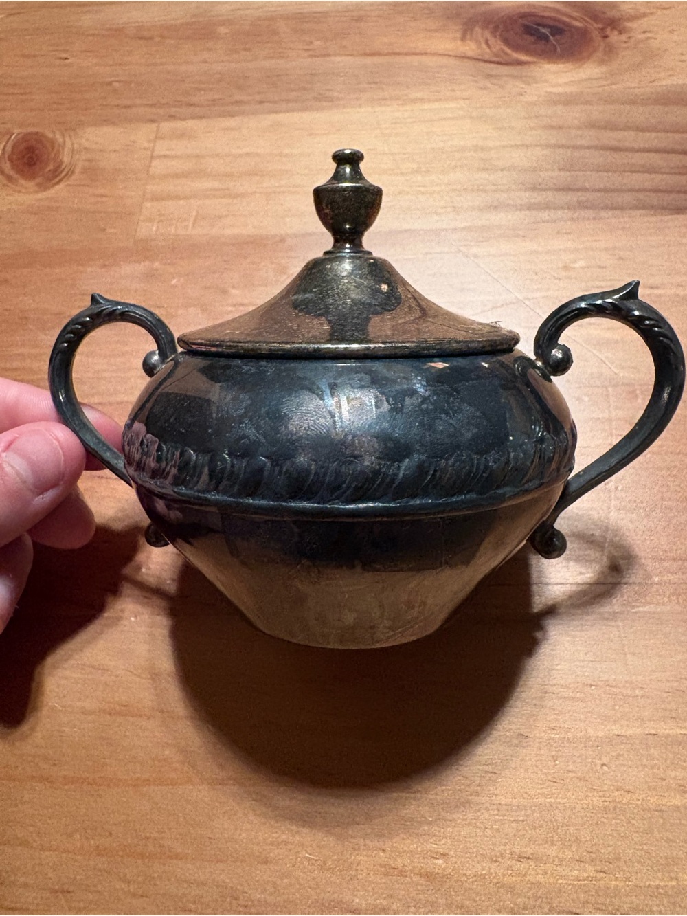 Classic Black & Silver Sugar Bowl with Lid - Home Kitchen